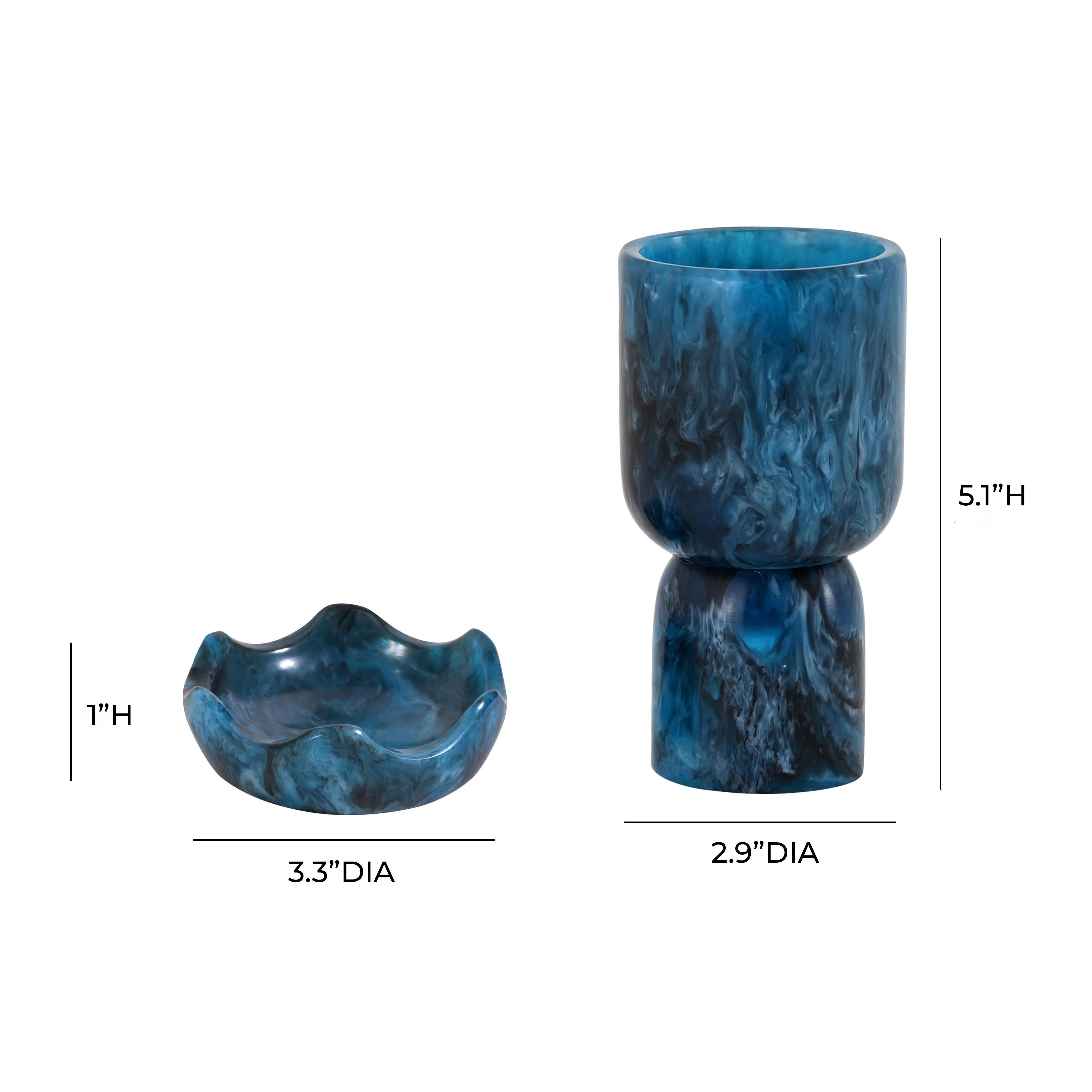 Platform Blue Swirl Resin Kiddush Cup - Image 5
