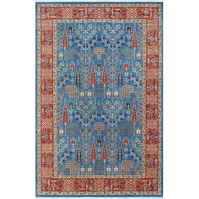 One-of-a-Kind Altom Hand-Knotted Blue 5'11" x 8'9" Wool Area Rug - Image 0