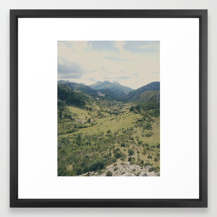 Into The Valley Framed Art Print by Florent Bodart / Speakerine - Vector Black - MEDIUM (Gallery)-22x22 - Image 0