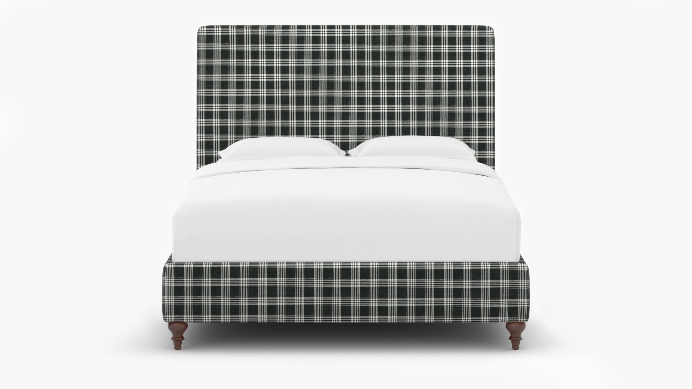 Classic Bed, Barnegat Plaid, Walnut Traditional Turned Leg, Twin - Image 0