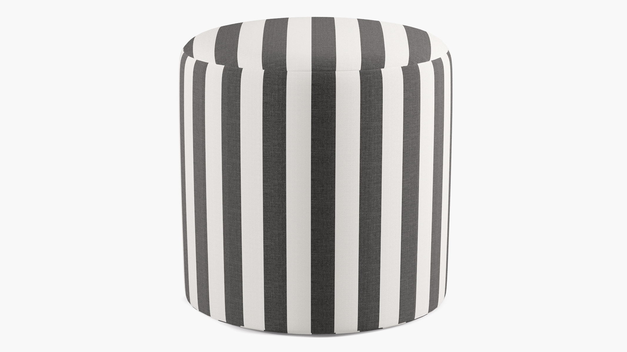 Drum Ottoman, Ink Cabana Stripe - Image 0