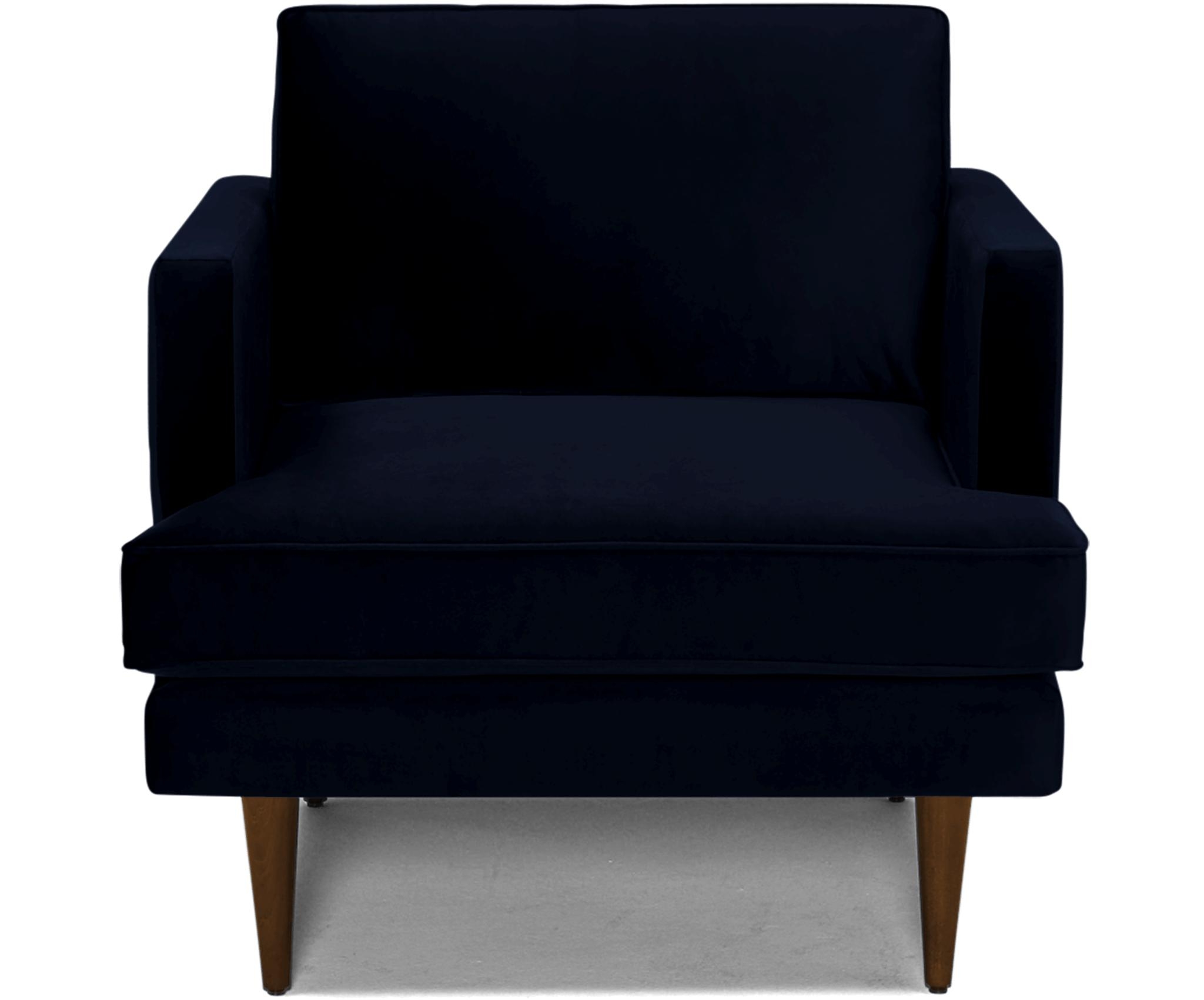 Blue Preston Mid Century Modern Chair - Sunbrella Premier Indigo - Mocha - Image 0