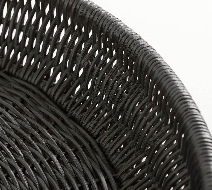 Handwoven Rattan Round Tray, Black - Image 2