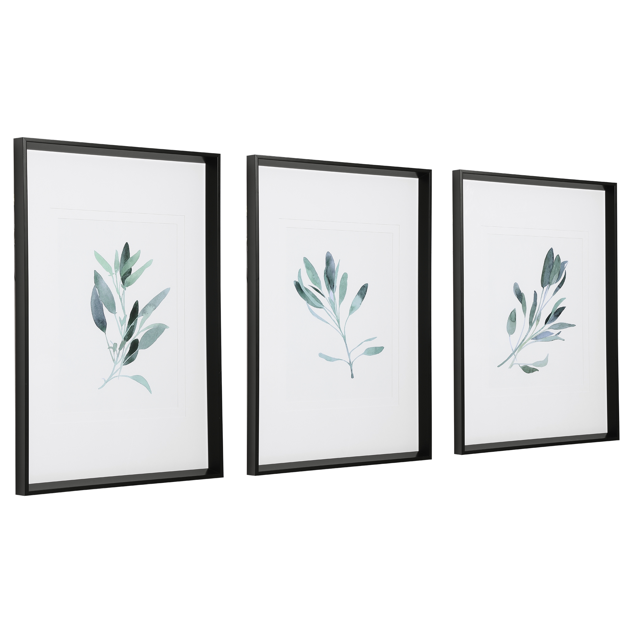 Simple Sage Watercolor Prints, S/3 - Image 3