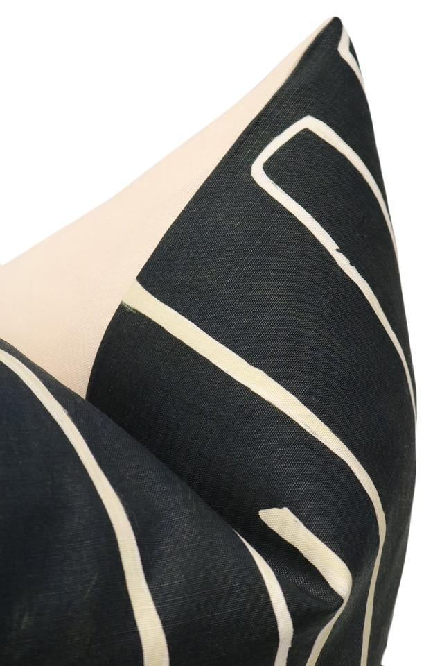 Graffito Pillow Cover, Onyx & Beige, 20"x20" - Image 2