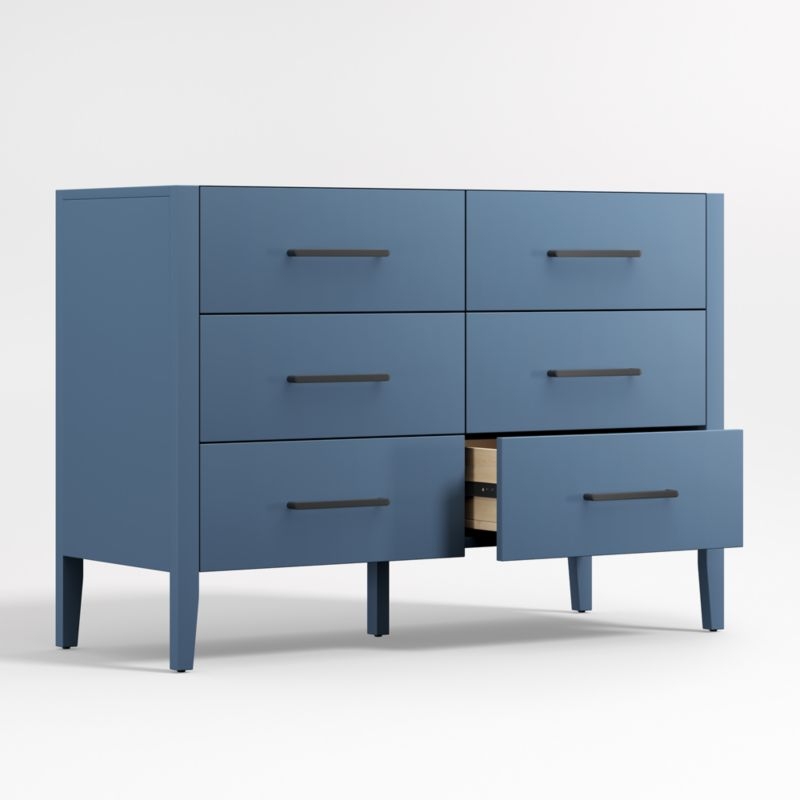 Ever Simple 48" Slate Blue Wood 6-Drawer Kids Dresser - Image 2