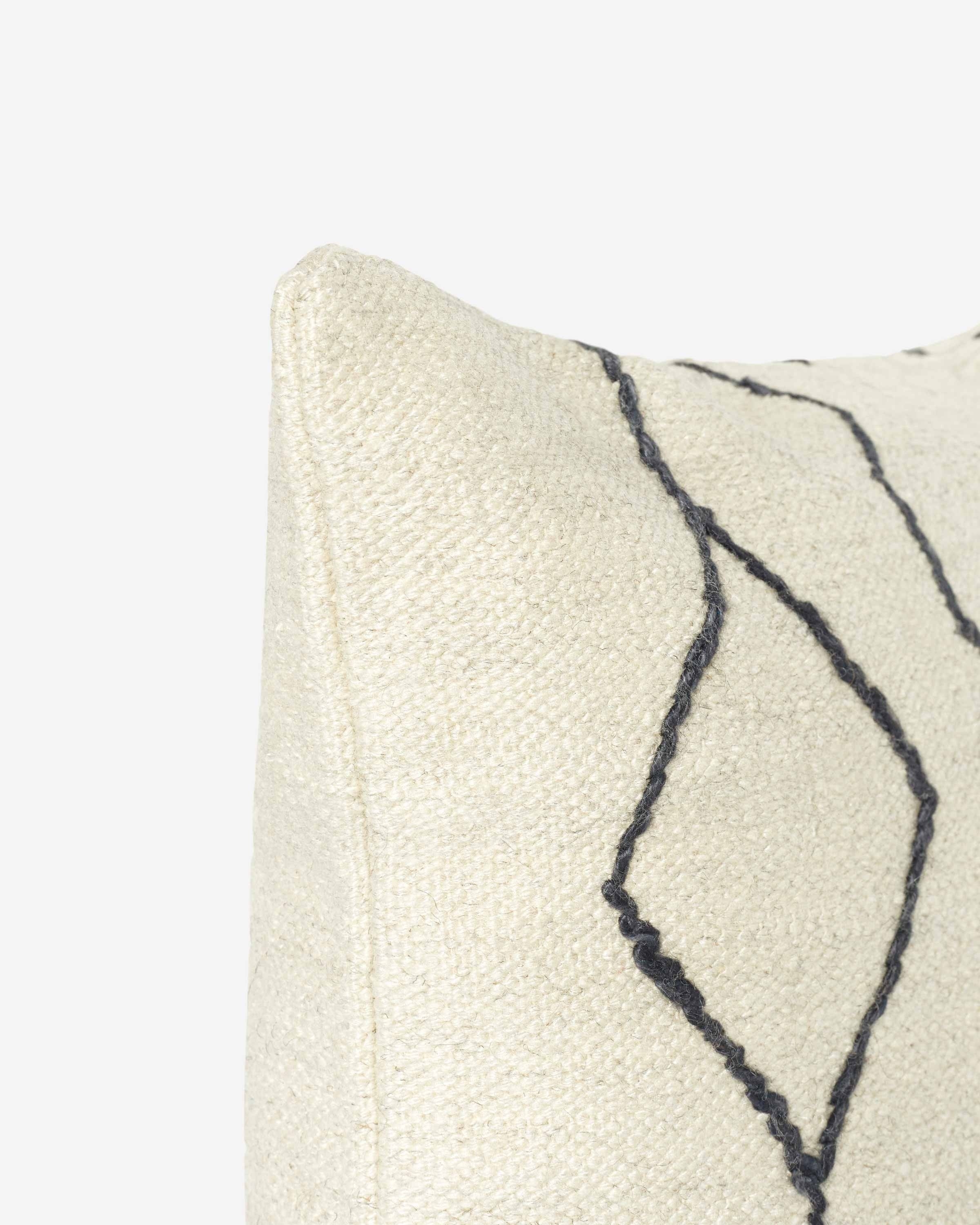 Moroccan Flatweave Pillow By Sarah Sherman Samuel - Black and Natural / 12" x 20" - Image 4