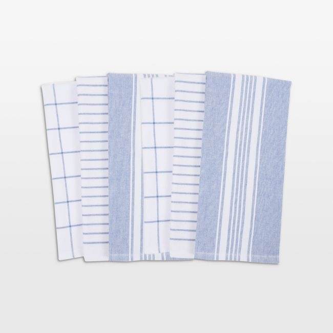 Monaco Dutch Blue Cotton Terry Kitchen Towel, Set of 6 - Image 0