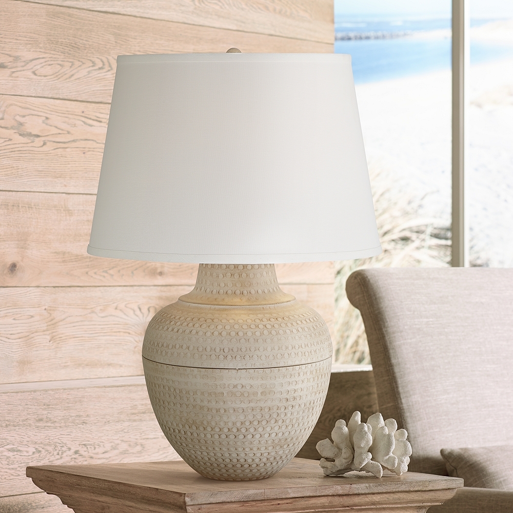 Barnes and Ivy Brighton 27 1/4" Hammered Beige Pot Farmhouse Lamp - Image 0