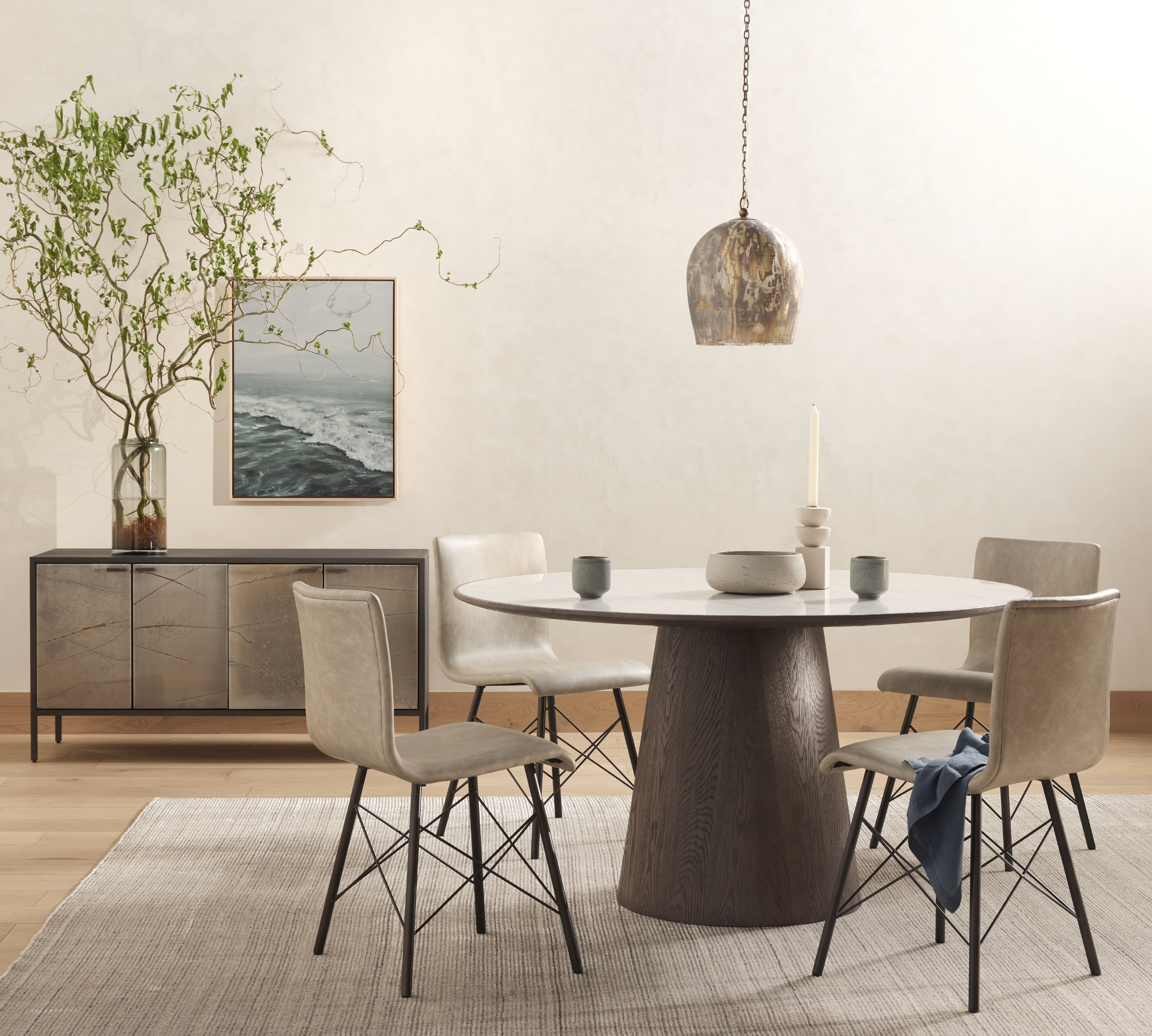 Skye Round Dining Table-White Marble - Image 8