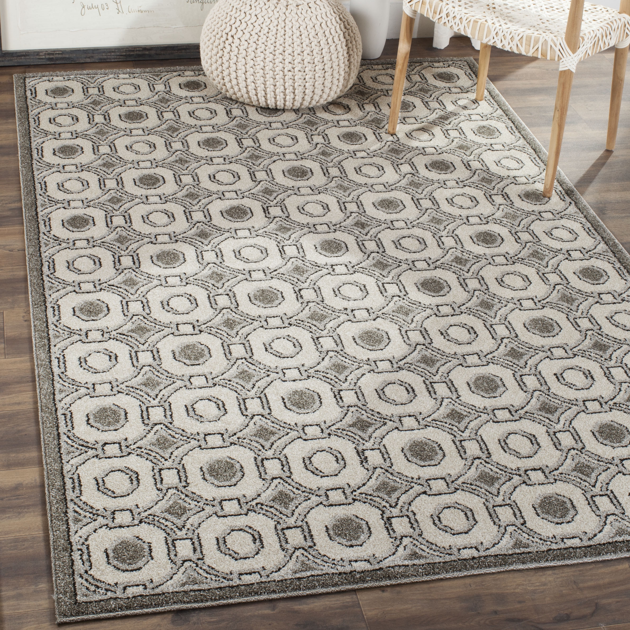 Arlo Home Indoor/Outdoor Woven Area Rug, AMT431E, Ivory/Grey,  4' X 6' - Image 1