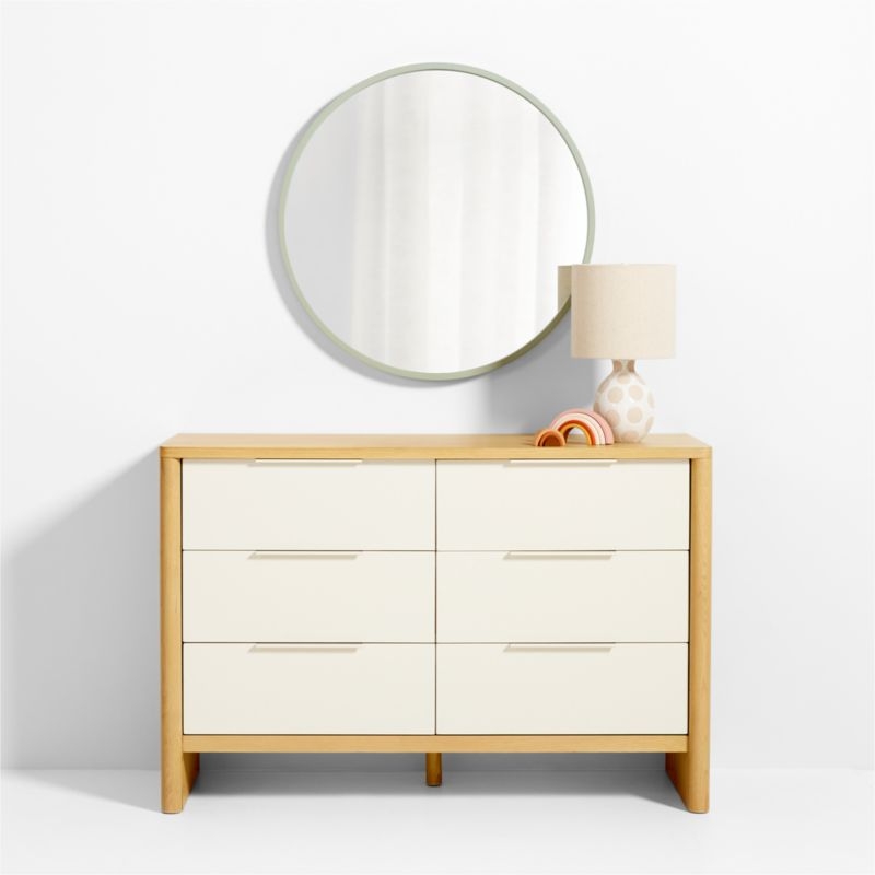 Finn Sage Green Wood 31" Round Wall Mirror - Image 2