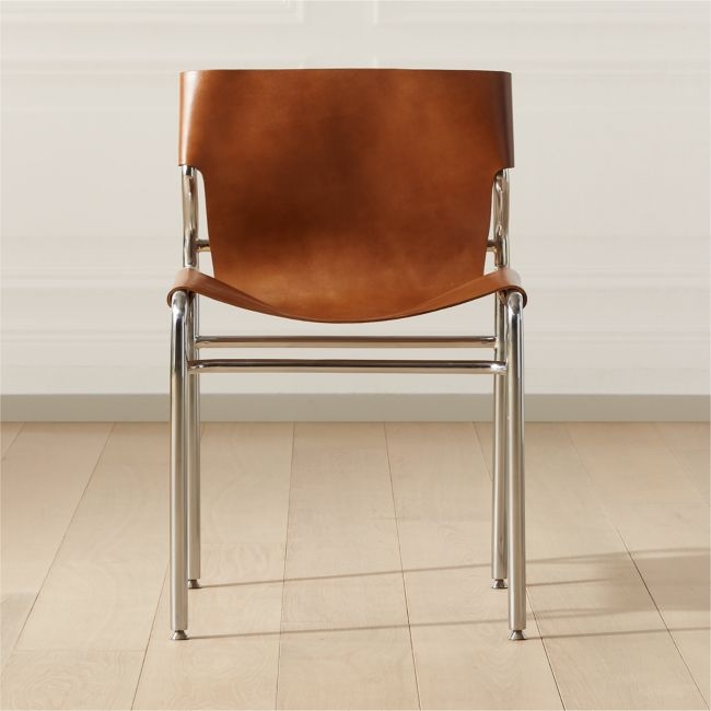 Surf Sling Brown Leather Dining Chair - Image 0