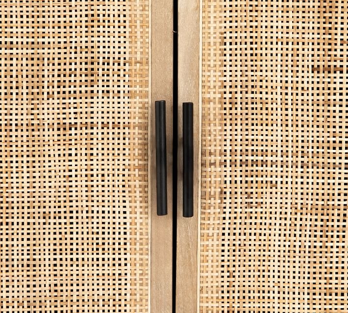 Dolores Cane Bookcase with Doors, Black, 35"L x 74"H - Image 8