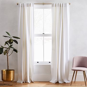 Washed Cotton Canvas Curtain, 48"x108", White, Set of 2 - Image 0