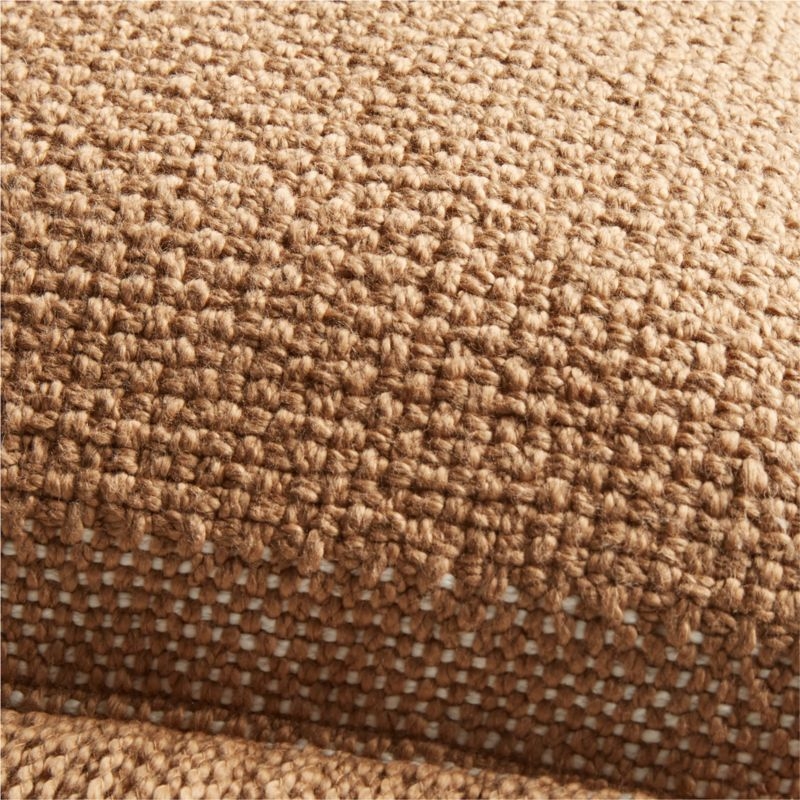 Weekend Camel Brown Organic Cotton Stripe 23x23 Throw Pillow Cover - Image 4
