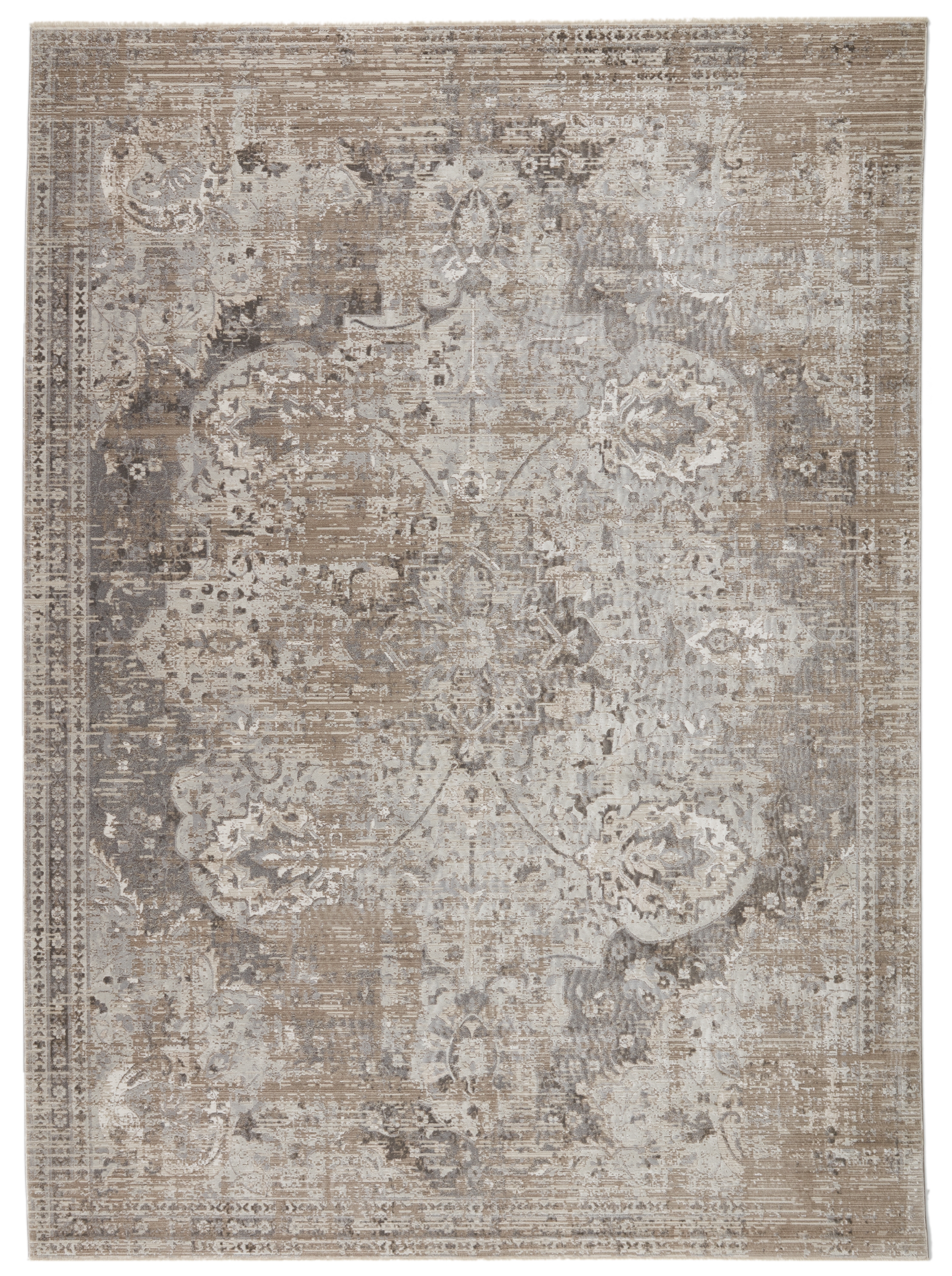 Vibe by Ginevra Medallion Gray/ Ivory Runner Rug (3'X8') - Image 0