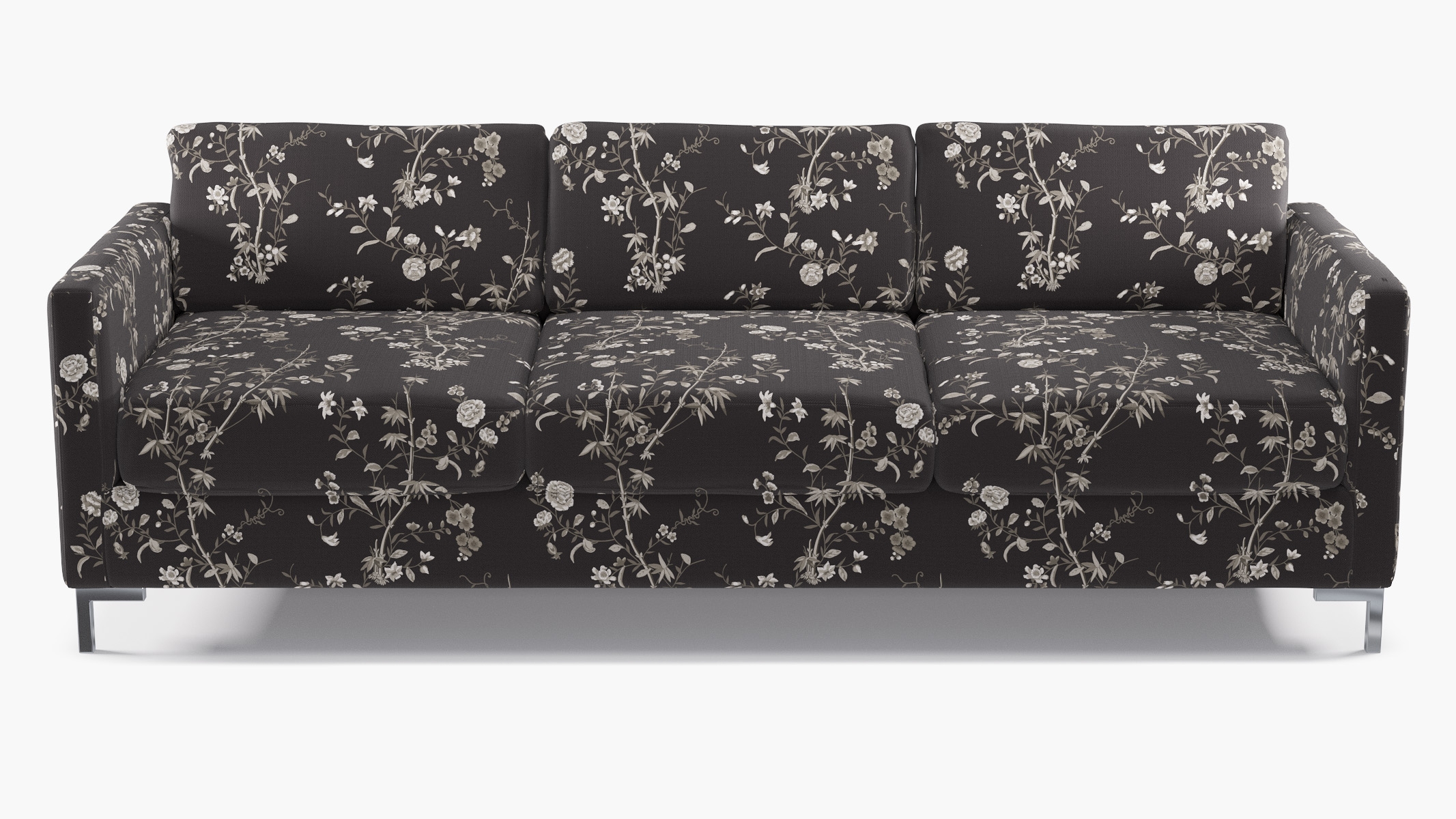 Modern Sofa, Black Bamboo Garden, Chrome L Leg - Image 0
