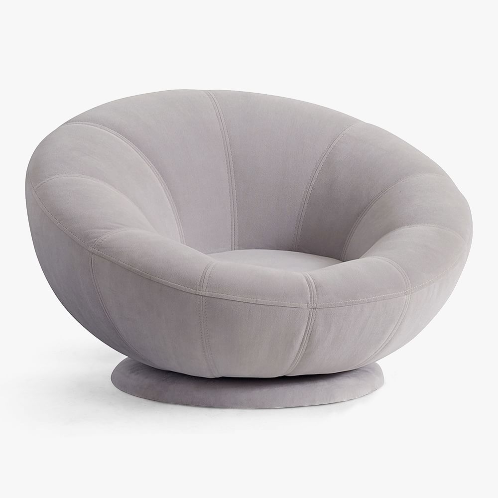 Performance Everyday Velvet Gray Groovy Swivel Chair, In Home Delivery - Image 0