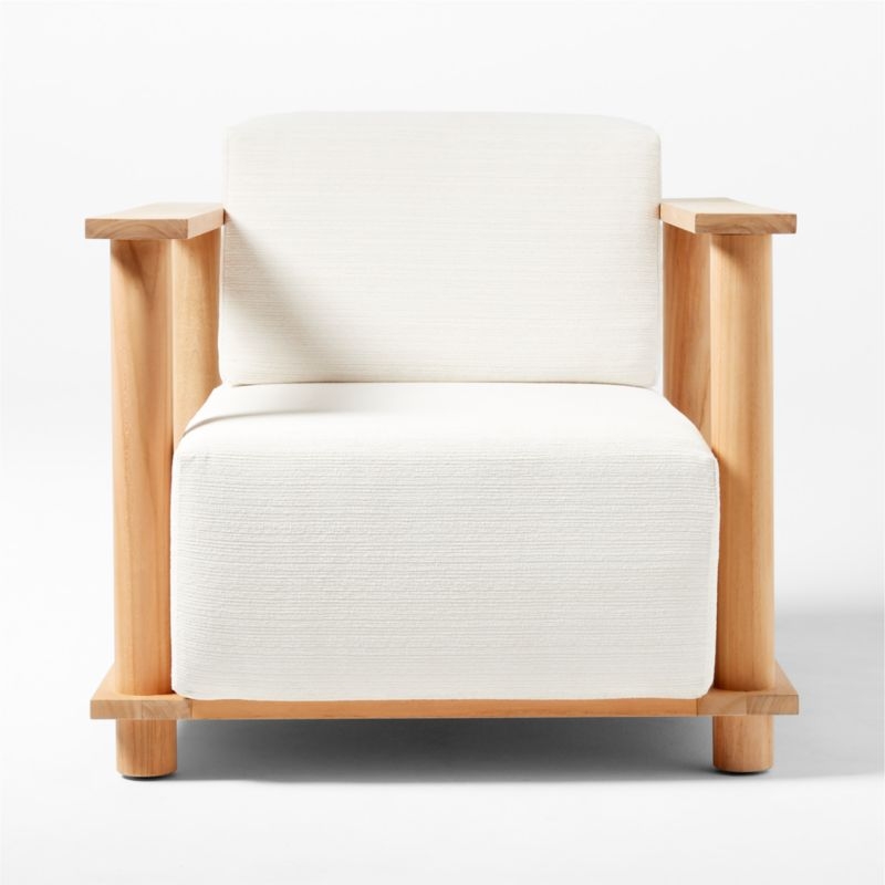 Pinet Teak Outdoor Lounge Chair with Textured Ivory Perennials® Cushions - Image 3