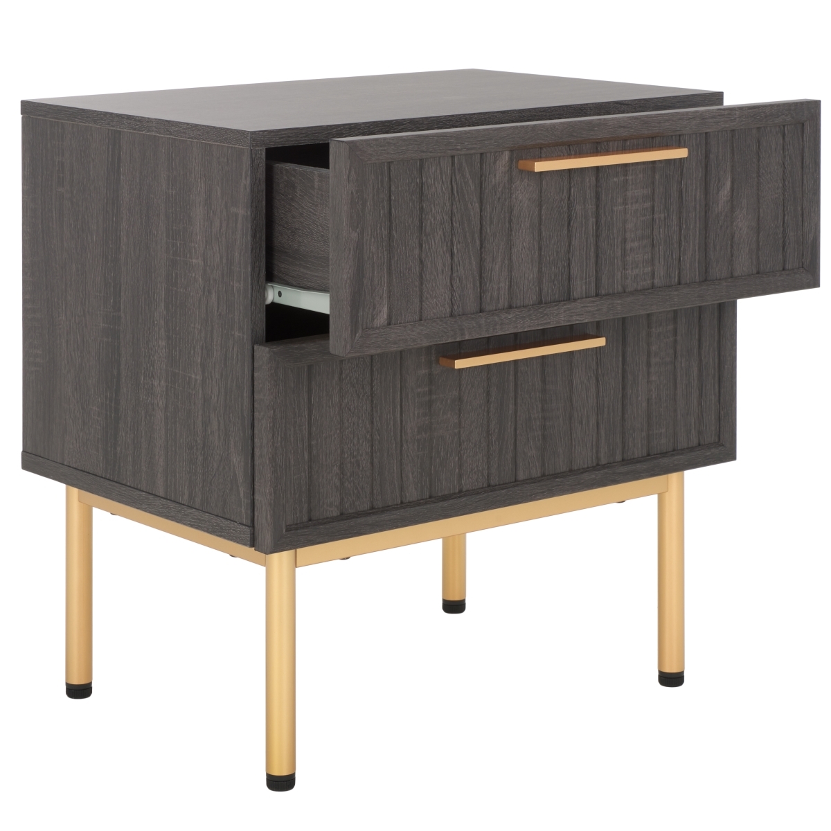 Axelle 2 Drawer Nightstand - Distressed Black / Gold - Safavieh - Image 5