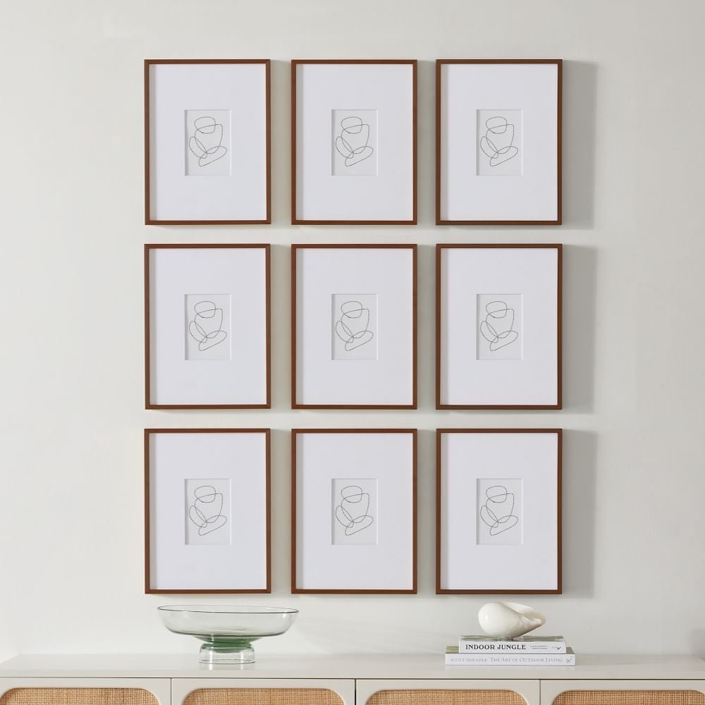 Multi-Mat Wood Gallery Frame, Walnut, 12x16, Set of 9 - Image 0