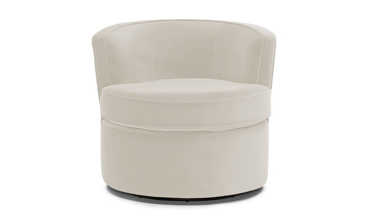 White Carly Mid Century Modern Swivel Chair - Tussah Snow - Image 4