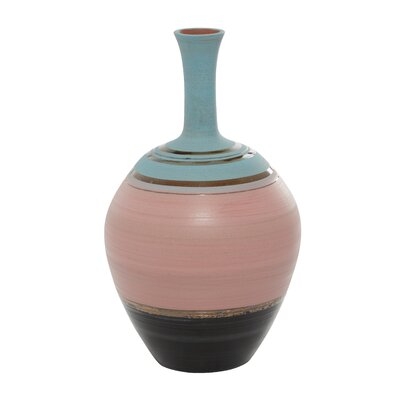 2 Piece Flaura Brown/Pink/Blue Ceramic Table Vase Set - Image 0