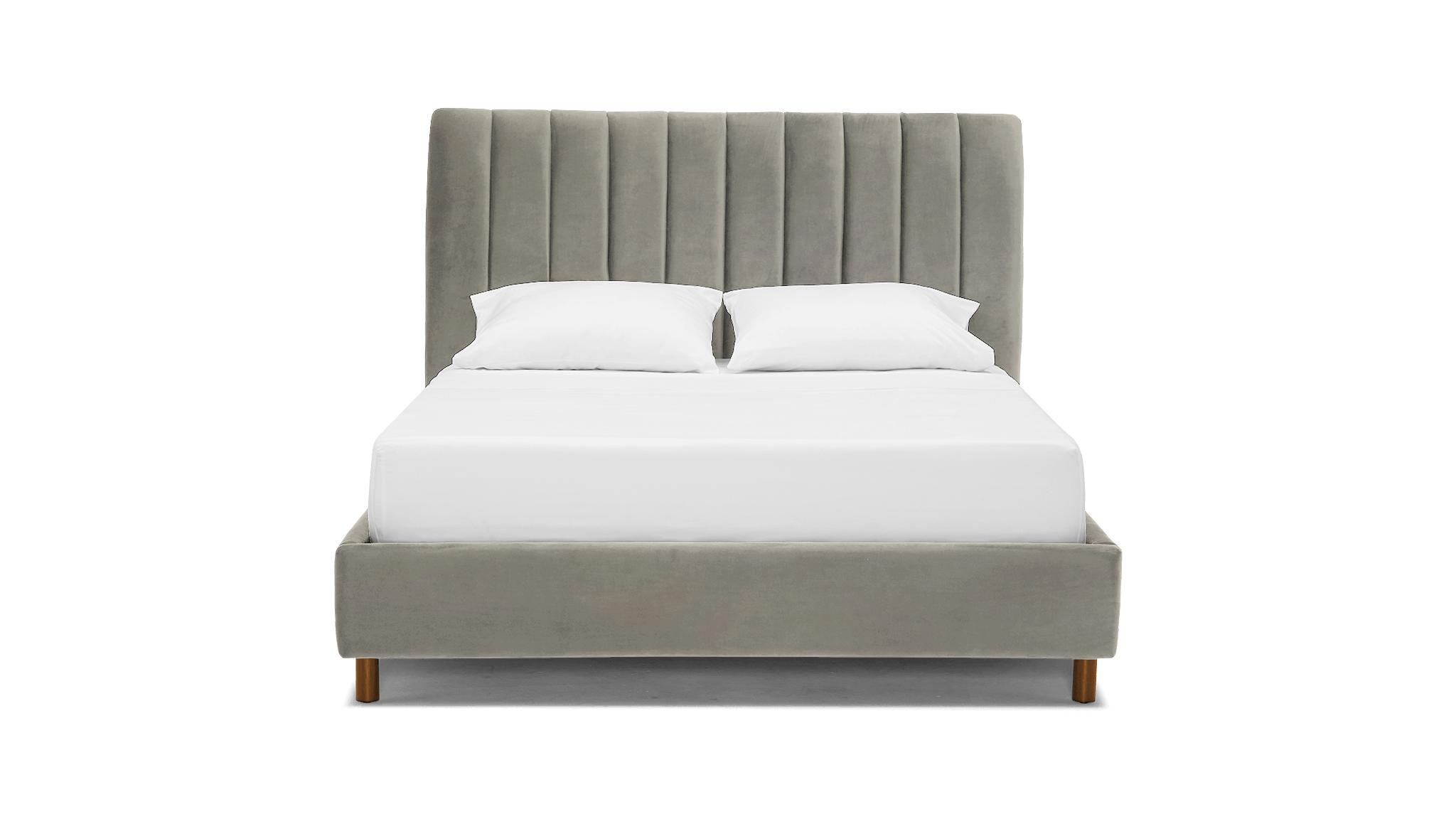 Gray Lotta Mid Century Modern Bed - Nico Ash - Mocha - Eastern King - Image 0