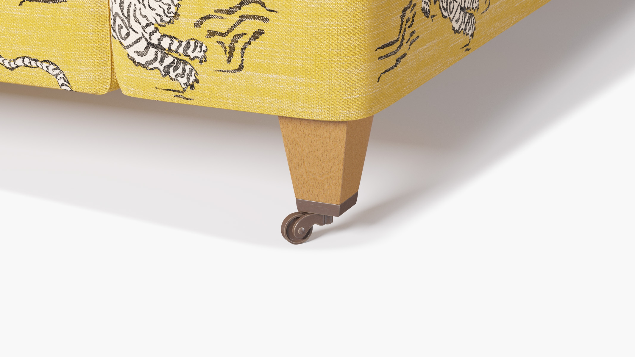 Classic Sofa, Dijon Tigresse, Natural with Antique Brass Caster - Image 6