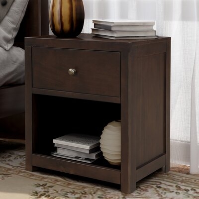 Vintage Aesthetic 1 Drawer Solid Wood Nightstand Sofa End Table In Rich Brown (Nightstand Of Freely Configurable Bedroom Sets) - Image 0