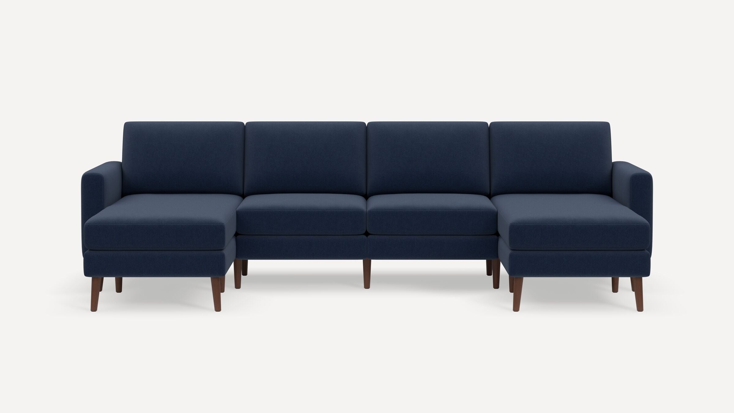 Nomad Double Chaise Sectional - Navy Blue - Performance Flatweave / Walnut - Wood / Block - Image 0