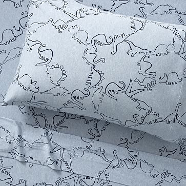 Dino Trail Jersey Sheet Set, Standard Pillowcase, Blue, WE Kids - Image 0
