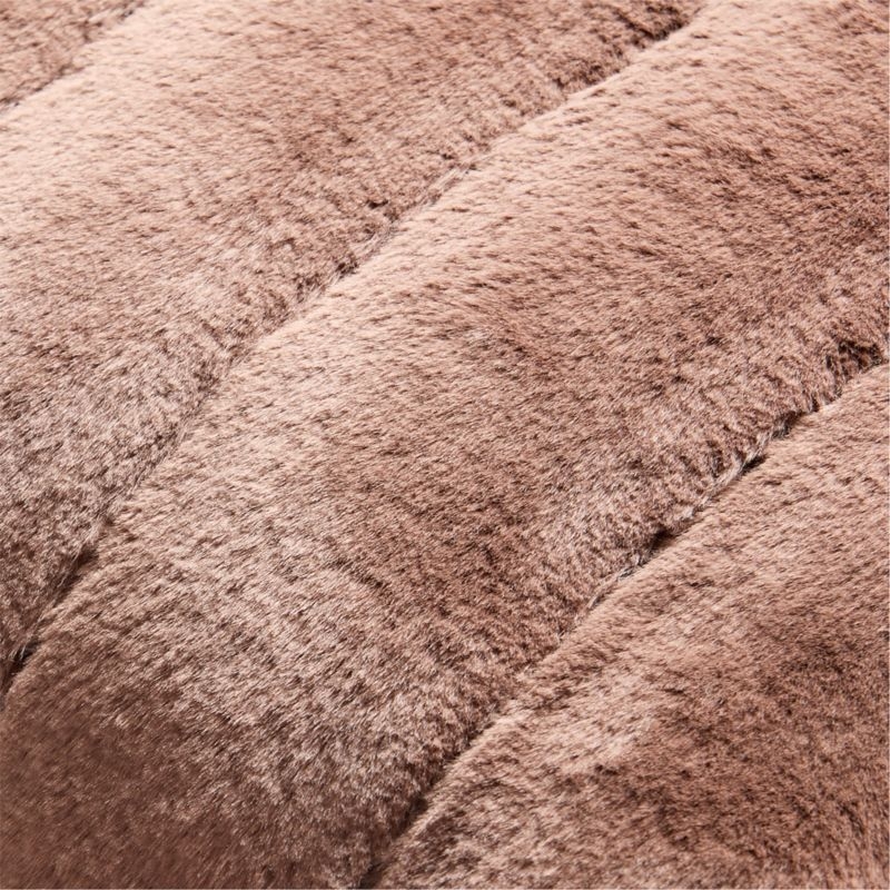 Channel Chestnut Brown Faux Fur Throw Pillow with Down-Alternative Insert 18"x18" - Image 1