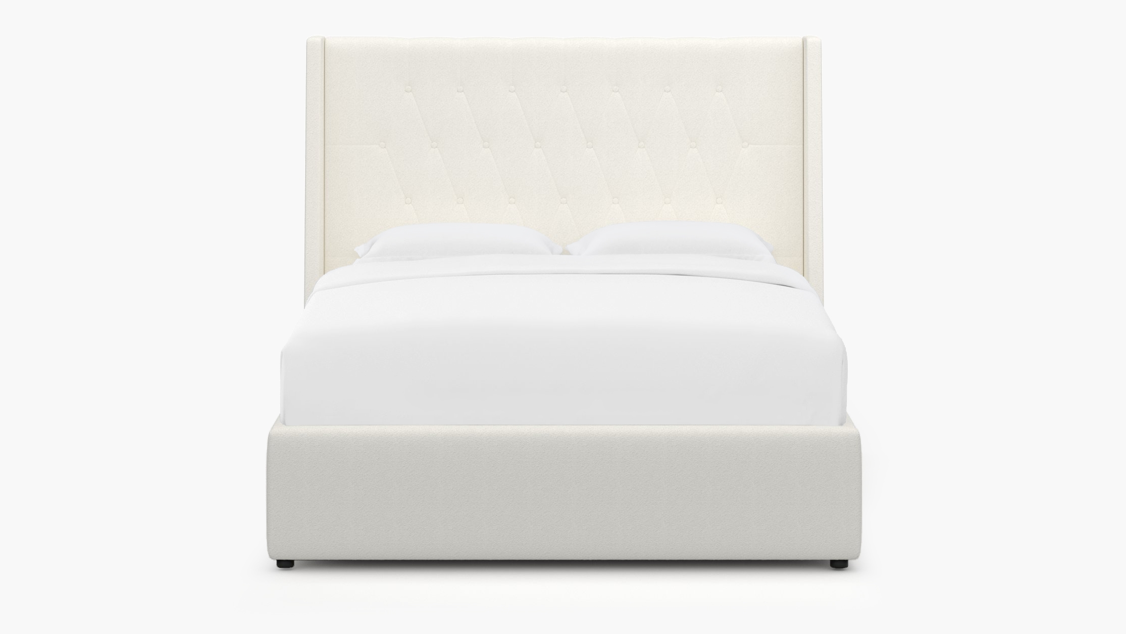Tufted Wingback Bed, Snow Boucle, Twin - Image 0