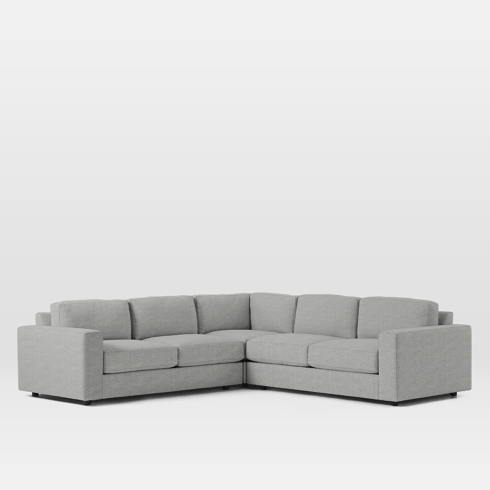 Urban 106" 3-Piece L-Shaped Sectional, Deco Weave, Pearl Gray, Down Blend Fill - Image 0