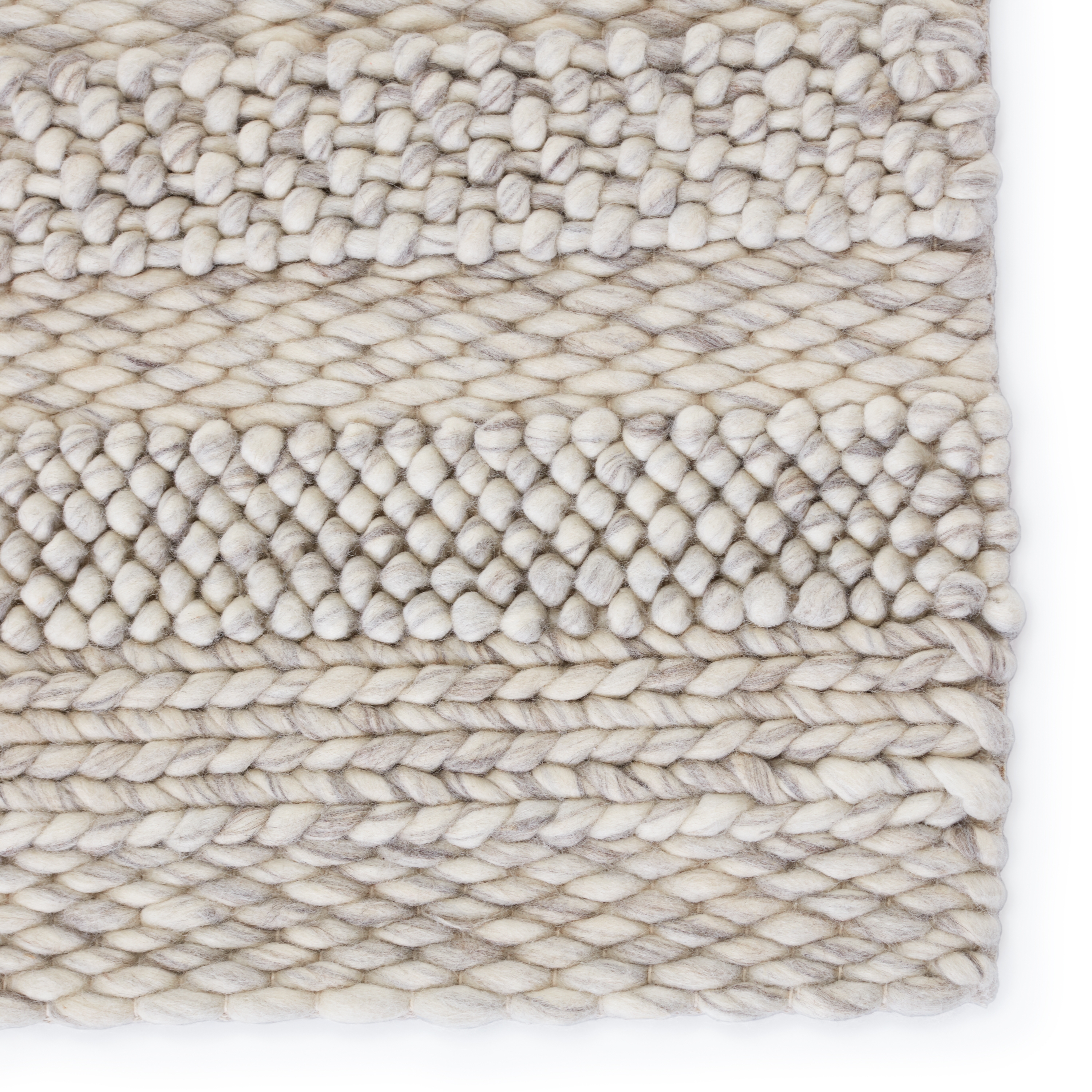 Lagom Handmade Solid Ivory/ Light Gray Area Rug (8'X10') - Image 3