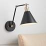 360 Lighting Wray Black and Antique Brass Adjustable Hardwire Wall Lamp - Image 7
