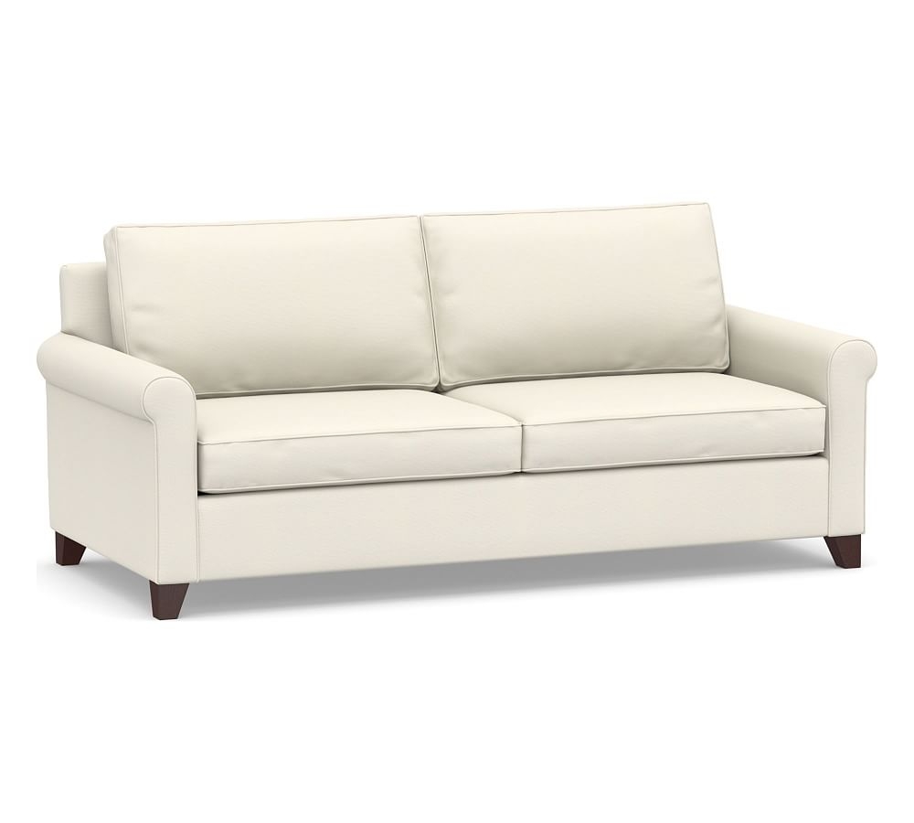 Cameron Roll Arm Upholstered Deep Seat Sofa 2-Seater, Polyester Wrapped Cushions, Textured Twill Ivory - Image 0