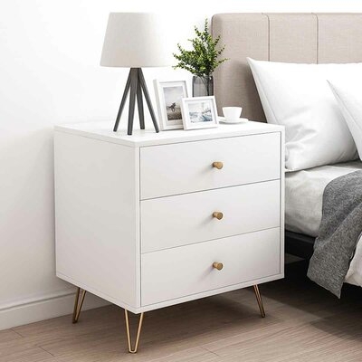 Gumbs 3 - Drawer Solid Wood Nightstand in White - Image 0