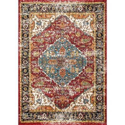 Maskell Southwestern Red/Yellow/Blue Indoor/Outdoor Area Rug - Image 0