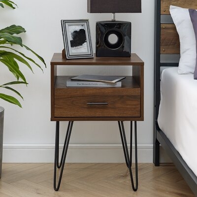 Kamille Single Hairpin Leg 1 Drawer Nightstand - Image 0