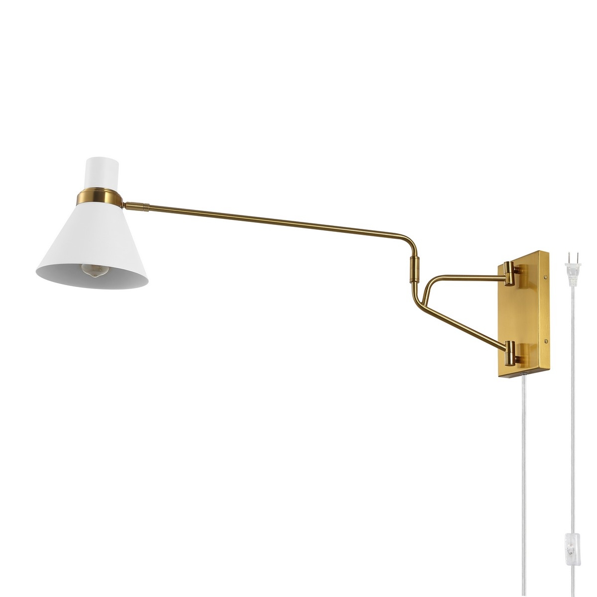 Cleome 28" Wall Sconce - Brass / White - Safavieh - Image 0