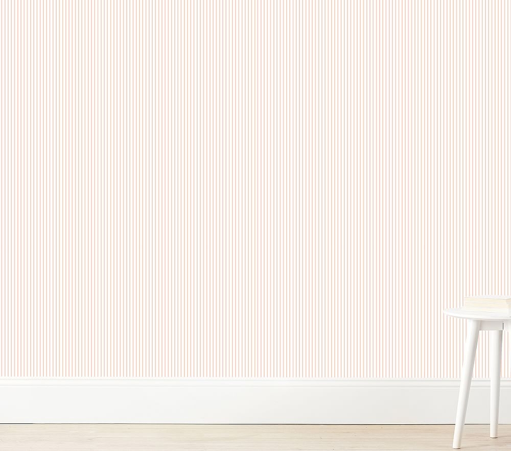 Pinstripe Wallshoppe Wallpaper Sample, Pink - Image 0