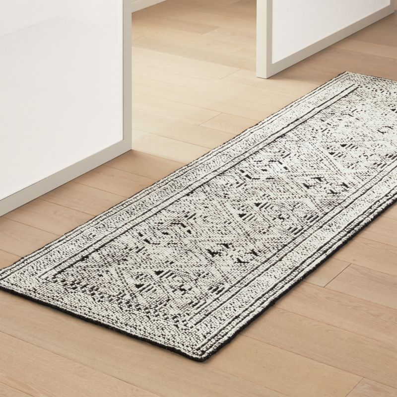 Raumont Hand-Knotted Black Detailed Hallway Runner Rug 2.5'x8' - Image 1