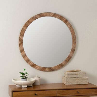 Sunbury Round Wood Framed Wall Mounted Accent Mirror in Natural - Image 0