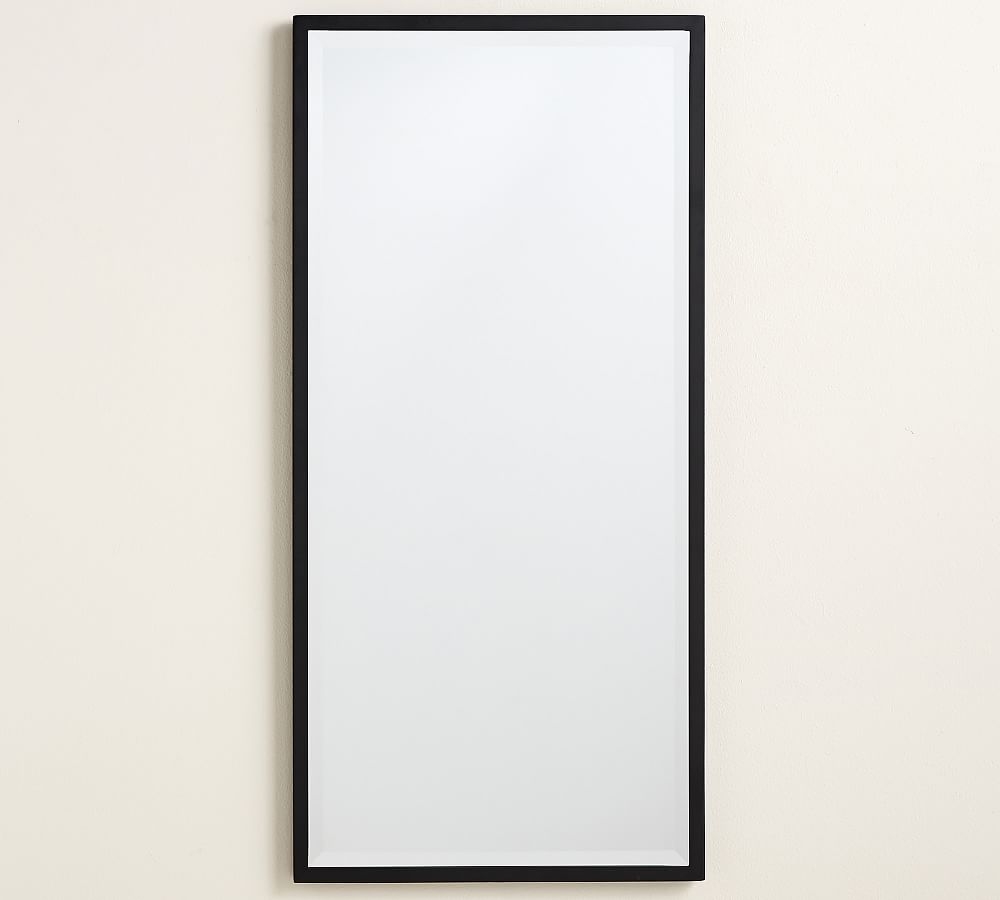 Matte Black Kensington Slim Rectangular Mirror, 20 x 42" - Image 0