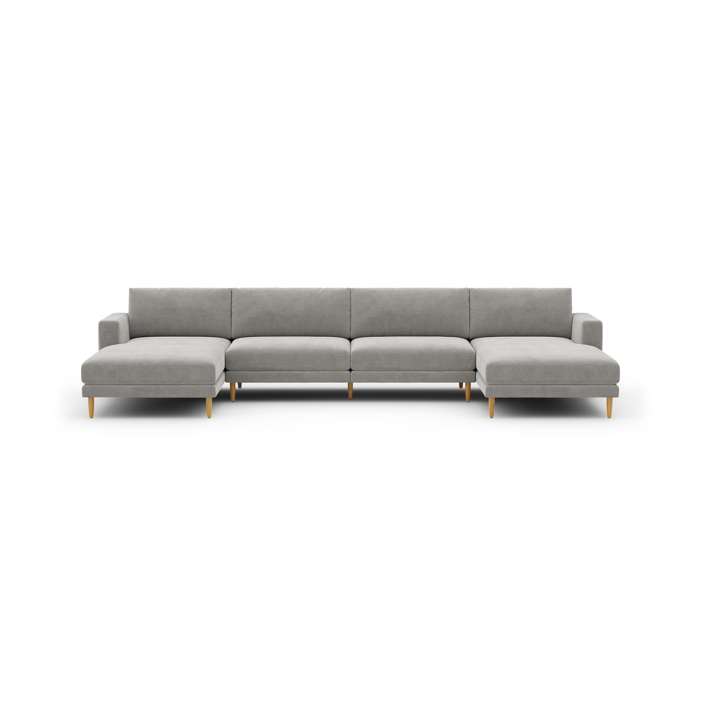 Ember Double Chaise Sectional - 147" / Crushed Gravel - Performance Chenille / Oak - Wood - Image 0