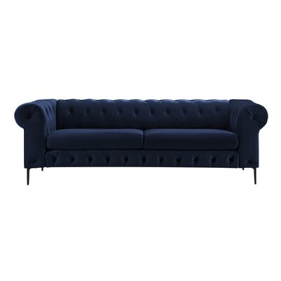Velvet Chesterfield 90.5'' Rolled Arm Sofa - Image 0