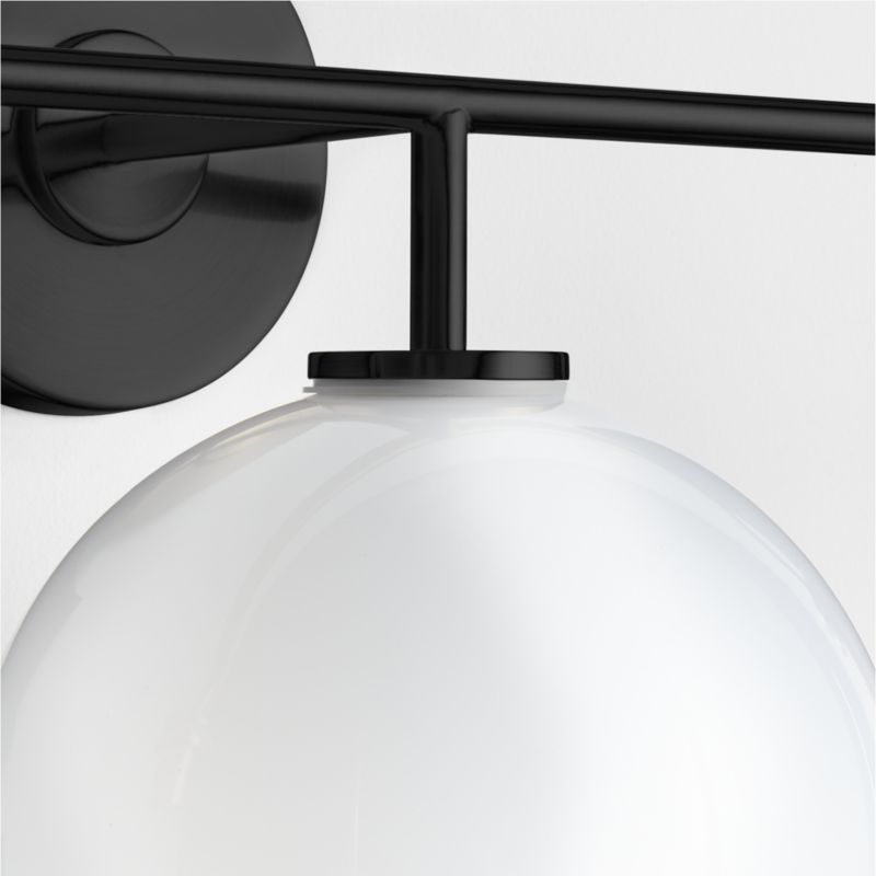 Arren Black 3-Light Wall Sconce with Milk Round Shades - Image 3